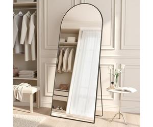 SONGMICS Miroir Intégral, 165 x 60 cm, Miroir Arqué sur Pied, à Poser au Sol, Cadre en Alliage d’Aluminium, Verre Trempé, pour Chambre, Salon, Dressing, Noir d'encre LFM039BD01