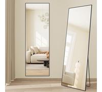 SONGMICS Miroir Intégral, à Poser au Sol, Verre Trempé, 160 x 50 cm | Miroir Rectangulaire sur Pied, Cadre en Alliage d’Aluminium, Coins Droits, Noir d'Encre, Collection BERIT LFM050BD01
