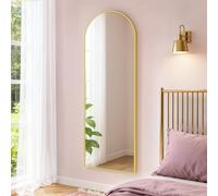 SONGMICS Miroir Intégral Suspendu, 120 x 40 cm, Miroir Arqué, Cadre en Alliage d'Aluminium, Verre Trempé, pour Chambre, Salon, Dressing, Doré Clair LFM033AB01