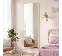 SONGMICS Miroir Intégral Suspendu, 120 x 40 cm, Miroir Rectangulaire, Cadre en Alliage d'Aluminium, Verre Trempé, pour Chambre, Salon, Dressing, Doré Clair LFM032AB01