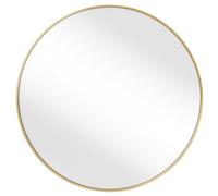 SONGMICS Miroir Rond, Miroir Mural, Diamètre 61 cm, Cadre en Métal, Facile à Installer, pour Salle de Bain, Salon, Chambre, Entrée, Couloir, Doré LWM102A01