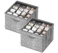 SONGMICS Organisateur de Chaussures, Lot de 2, Chacun jusqu'à 16 Paires, Boîte de Rangement pour Chaussures, Poignées, Couvercle Transparent, pour Chambre, Entrée, Armoire, Gris Jonc LSP602G01