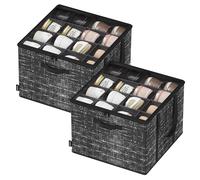 SONGMICS Organisateur de Chaussures, Lot de 2, Chacun jusqu'à 16 Paires, Boîte de Rangement pour Chaussures, Poignées, Couvercle Transparent, pour Chambre, Entrée, Armoire, Noir d’Encre LSP602B01