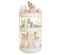 SONGMICS Organisateur de Maquillage, 3 Niveaux Ronds rotatifs pour Soins de la Peau, Plan de Travail, Personnalisable, Organiseur de vanité pour Articles de Toilette, Lazy Susan, Cadeau, Blanc Nuage