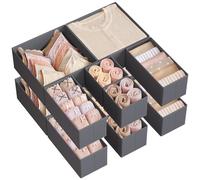 SONGMICS Organisateur de Tiroir, Boîte de Rangement pour Sous-vêtements, Lot de 12, pour Chaussettes, Soutiens-gorge, Culottes, Cravates, Écharpes, Gris Ardoise RDZ006G03