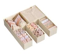 SONGMICS Organisateur de Tiroir, Boîte de Rangement pour Sous-vêtements, Lot de 6, pour Chaussettes, Soutiens-gorge, Culottes, Cravates, Écharpes, Beige Sable RDZ006Y01