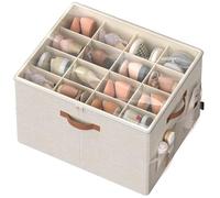SONGMICS Organiseur de Chaussures, Boîte de Rangement pour Chaussures, pour 16 Paires, avec Poignées, Gain de Place, Couvercle Transparent, Modulable, pour Armoire, Beige Cappuccino LSP555K01