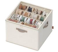SONGMICS Organiseur de Chaussures, pour jusqu’à 16 Paires, Boîte de Rangement Gain de Place, Séparateurs Réglables, Empilable, Couvercle Transparent, pour Armoire, Beige Cappuccino LSP621LH01