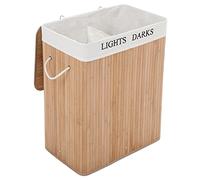 Ochama x SONGMICS panier à linge pliable en bambou de 100 L avec 2 compartiments - 52 x 63 x 32 cm