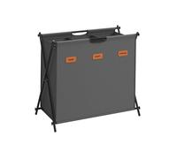 SONGMICS Panier à Linge, 135 Litres, 3 Compartiments, Cadre en X Pliable | Boîte à Linge, Étiquettes Individuelles, pour Buanderie, Chambre, Salle de Bain, Gris Ardoise, Collection STEVIE LCB130G01