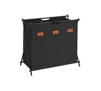 SONGMICS Panier à Linge, 135 Litres, 3 Compartiments, Cadre en X Pliable | Boîte à Linge, Étiquettes Individuelles, pour Buanderie, Chambre, Salle de Bain, Noir d'encre, Collection STEVIE LCB130B01