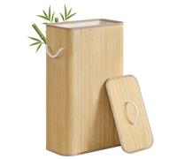SONGMICS Panier à Linge avec Couvercle, 60 L, en Bambou