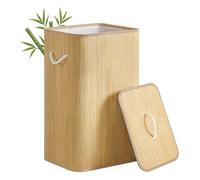 SONGMICS Panier à Linge avec Couvercle, 90 L, en Bambou