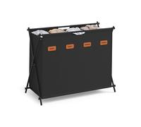 SONGMICS Panier à linge - Panier à linge - 40,9 l - Trieur à linge 4 sections - Cadre en X pliable - Organiseur de vêtements avec étiquettes personnalisables - Salle de bain, buanderie, chambre à