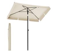SONGMICS Parasol 180 x 125 cm, Protection Solaire UPF 50+, Inclinable sur 30° dans les 2 sens, Hauteur Réglable, avec Sac de Transport, pour Jardin, Terrasse, sans Base, Beige GPU180M01