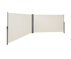 SONGMICS Paravent Extérieur, 180 x 600 cm, Store Latéral Double, Brise-vue Rétractable, Pare-soleil, pour Balcon, Patio, Terrasse, Jardin, avec Fixation au Sol, Beige GSA360E