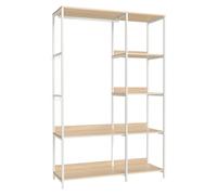 SONGMICS Penderie, Organisateur de Placard, Portant à Vêtements, Armoire avec Barres de Suspension, Étagères, Crochets Amovibles, 40 x 98 x 181 cm, Beige Naturel et Blanc Mat RGR024W01