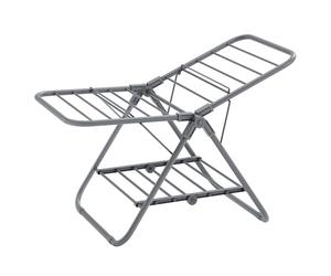 SONGMICS Petit Étendoir à Linge, Séchoir Pliable à 2 Niveaux, Gain de Place, en Métal, pour Petits Vêtements, Serviettes, Salle de Bain, Balcon, 44 x 101 x 54 cm, Gris Tourterelle LLR504G01