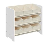 SONGMICS Petit Meuble de Rangement, 9 Boîtes de Rangement en Tissu Non-tissé, Spacieuse, 29,5 x 62,5 x 60 cm, Blanc Nuage