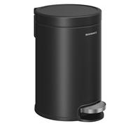SONGMICS Petite Poubelle, avec Couvercle en Acier, Pédales en Métal, Seau Amovible, Fermeture en Douceur, pour Salle de Bain, 3 L, Noir d'encre LTB013BZ01