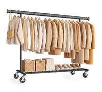 SONGMICS Portant à Vêtement, Extensible, Sur Roulettes, Acier | Penderie Dressing, (160-200) x 45 x 161,5 cm, Charge 180 kg, Chambre, Noir, Collection Pataye HSR178B101