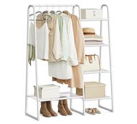 SONGMICS Portant à Vêtement, Penderie à Vêtements, 5 Étagères de Rangement, Structure en Métal, 40 x 101,7 x 153,3 cm, pour Chambre, Salon, Entrée, Blanc Mat HSR138W01