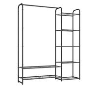 SONGMICS Portant à vêtements, armoire ouverte, 29 x 112 x 158,4 cm, portant à vêtements avec étagères, en métal, autonome, noir encre LGR462B01