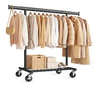 SONGMICS Portant à Vêtements Extensible sur Roulettes, 180 kg | Vestiaire Entrée, Montage sans Outil, (92-132) x 45 x 161,5 cm, Noir, Collection Pataye HSR177B101