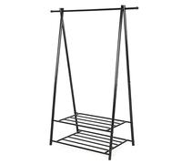 SONGMICS Portant à vêtements, Penderie à vêtements, Portemanteau avec 2 étagères de rangement pour chaussures, boîte, cadre métallique, gain de place, pour chambre, entrée, bureau, Noir HSR05B