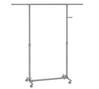 SONGMICS Portant à Vêtements, Porte-Manteau, Porte-vêtements, Hauteur Réglable de 97 à 165 cm, Barre Extensible, Crochets Latéraux pour Accessoires, Gris Tourterelle LLR001G01