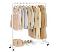 SONGMICS Portant à Vêtements, sur Roulettes, Portemanteau Mobile, 2 Roulettes avec Freins, Chambre, Charge Maximale 50 kg, 38 x 110 x 141,5 cm, Blanc Mat HSR016WG01