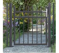 SONGMICS Porte de jardin robuste et durable -Portillon en fer galvanisé - avec serrure poignée et clé - 106x150cm (LxH) Gris GGD350G