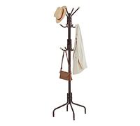 SONGMICS Porte-Manteau en métal avec 12 crochets, 4 pieds, pour suspendre manteaux, vestes, chapeaux, sacs, pour couloir, chambre, bureau, brun RCR031Z01