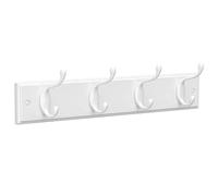 SONGMICS Porte-manteau Mural, Patère Murale, Vestiaire avec 4 Crochets Doubles en Métal, Meuble pour Entrée, pour Sac, Manteaux, Couloir, Salon, Chambre, Blanc LHR23WT
