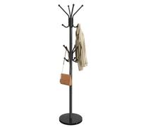 SONGMICS Porte-Manteau sur Pied en Acier, 16 Crochets Rotatifs | Vestiaire d'Entrée, 30 x 30 x 173 cm, Base en Marbre, Porte-Parapluie, Bureau, Noir d'encre, Collection ALAN RCR090BH01