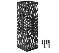 SONGMICS Porte-parapluies, Carré, en Acier, avec Réceptacle d'Eau Amovible | Organisateur sur Pieds, pour Parapluies et Cannes, 4 Crochets, Noir mat, Collection PATSY LUC48B