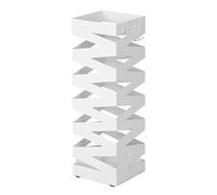 SONGMICS Porte parapluies en Métal, Carré, avec Un Plateau et Crochets | Support pour Parapluies, 15,5 x 15,5 x 49 cm, Blanc mat, Collection PATSY LUC16W