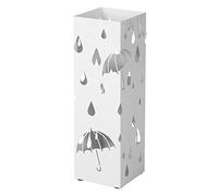 SONGMICS Porte parapluies en Métal, Carré , Support pour Parapluies, avec un Plateau et Crochets, 49 x 15,5 x 15,5 cm, Blanc LUC49W