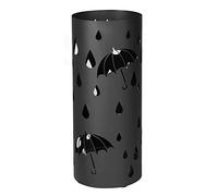 SONGMICS Porte parapluies en Métal, Rond, Support pour Parapluies, avec Un Plateau et Crochets, 49 x Ø 19,5 cm, Noir LUC23B