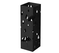 SONGMICS Porte-parapluies métallique, avec réceptacle d'eau et 4 crochets | Support pour parapluies, 15,5 x 15,5 x 49 cm, Noir mat, Collection PATSY LUC49B