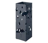 SONGMICS Porte-parapluies métallique, Support pour parapluies, avec réceptacle d’eau et 4 crochets, 15,5 x 15,5 x 49 cm, Gris Anthracite LUC049G01