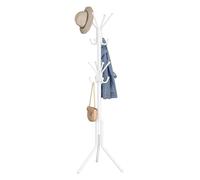 SONGMICS Portemanteau, Portant en Métal, Rangement pour Vêtements, Sacs et Chapeaux, Hauteur 175 cm, avec 16 Crochets, pour Entrée, Salon, Chambre, Blanc Nuage RCR081WC01
