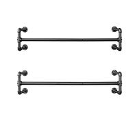 SONGMICS Portemanteaux muraux, Lot de 2, Barres de Suspension pour vêtements, Imitation Tuyau, Style Industriel, 112 x 30 x 29,3 cm, Charge 60 kg, Montage Facile, pour Petit Espace, Noir HSR64BK-02