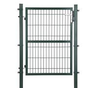 SONGMICS Portillon de Jardin Grillagé, en Acier Galvanisé, Clôture avec Serrure, Porte 106 x 125 cm (L x H), Tube Rectangulaire, Vert GGD175L