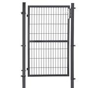 SONGMICS Portillon de Jardin Grillagé, en Acier Galvanisé, Clôture avec Serrure, Porte 106 x 150 cm (L x H), Tube Rond, Gris GGD200GY