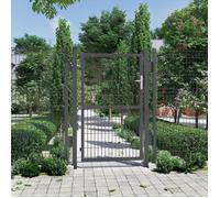 SONGMICS Portillon en fer galvanisé - 106 x 200 cm (L x H) - Portail de clôture - Porte de jardin robuste et durable, Gris