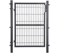 SONGMICS Portillon en fer galvanisé - Portail de clôture - robuste et durable -106x171cm- serrure poignée et ris GGD175GY