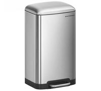 SONGMICS Poubelle 30 Litres, avec Pédale en Acier, Seau Intérieur et Couvercle, Poignée, Fermeture Discrète, Hermétique, pour Cuisine, Salon, Argent LTB01L