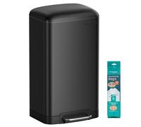 SONGMICS Poubelle 30L, avec Pédale en Acier, Seau Intérieur et Couvercle, Poignée, Fermeture en Douceur, Hermétique, pour Cuisine, Salon, Noir LTB01BK