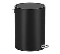SONGMICS Poubelle 3L, Poubelle de Salle de Bain, Petit, avec Couvercle, Fermeture en Douceur, Seau Intérieur Amovible en Plastique, pour Salle de Bain, Bureau, Acier, Noir d'Encre LTB011B01